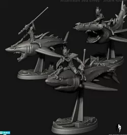 Atlantean Sea Elves - Shark Riders / Feral Sharks