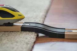 Carpet step up lift wooden train track compatible with Brio and Ikea