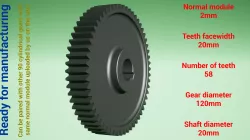 Cylindrical gear - paired - z58 m2 D120 d20