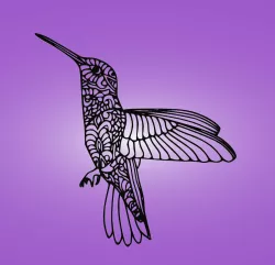 Decorative mural, wall decoration, panno. Hummingbird.