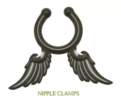 fake Nose hook "Wings" FAKE NIPPLE Clamps Pendant PIERCING  Female Septum Barbaella male Non-Piercing Body Jewellery Bondage Weight femJ-55 3d print cnc
