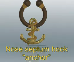 fake Nose septum hook "sea ​​anchor" FAKE NIPPLE Clamps Pendant PIERCING  Female Septum Barbaella male Non-Piercing Body Jewellery Bondage Weight  femJ-58 3d print cnc