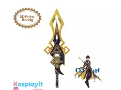 Genshin Impact - Vortex Vanquisher - Digital 3D Model - File Divided for facilitated 3D Printing - Zhongli Cosplay