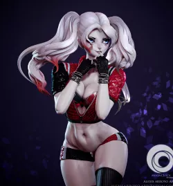 Harley Quinn Comic Based Diorama 3D print model 3D print model