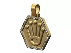 Hexagonal rolex crown pendant and charm 3D print model
