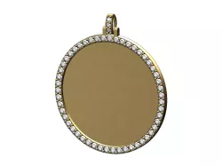 Large 40mm round diamond memory picture pendant 3D print model