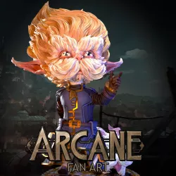 League of Legend - Arcane Fanart - Heimerdinger and his Poro 3d print figurine