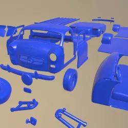 MERCEDES BENZ BLUE WONDER RENNTRANSPORTER 1954 PRINTABLE TRUCK IN SEPARATE PARTS