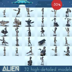 Pack of alien figures (all pre-supported + supplied with rounded base) - SF Warhordes ET extraterrest Confrontation