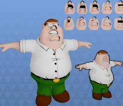 Peter Griffin - 3d model with 11 face expressions to choose from