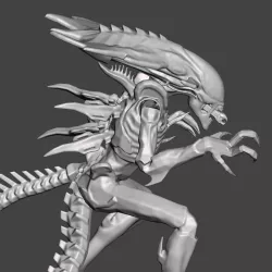 Praetorian Xenomorph Alien - AVP 2010 Articulated dynamic pose STL for 3D printing