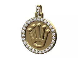 Rolex crown round diamond pendant 3D print model