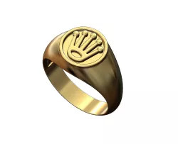 Rolex crown round signet ring US size 6to10 3D print model