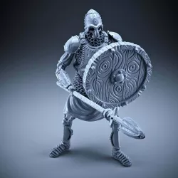 Skeleton - Heavy Infantry - Spear + Round Shield - Defensive Pose