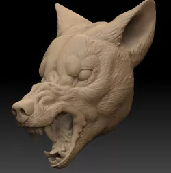Snarling Wolf For Art Dolls