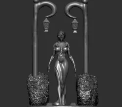 Statue of Anna the vampire, sexy predator in the street
