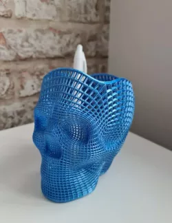 Wireframe Skull Pencil Holder