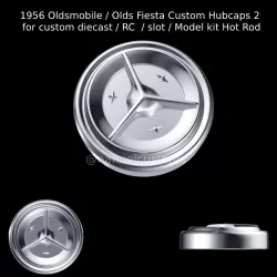 1956 Oldsmobile / Olds Fiesta Custom Hubcaps 2 for custom diecast / RC / slot / Model kit Hot Rod