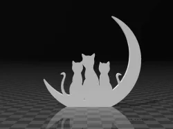 3 cats sitting on the moon