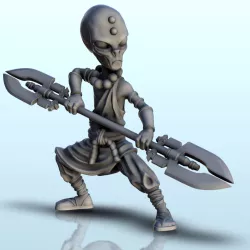 Alien master with double sword and face badges (14) (+ pre-supported version & rounded base) - SF Warhordes ET extraterrest Confrontation