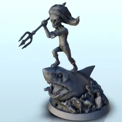 Alien with beard and strident on shark (22) (+ pre-supported version & rounded base) - SF Warhordes ET extraterrest Confrontation