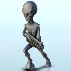 Alien with laser assault rifle (12) (+ pre-supported version & rounded base) - SF Warhordes ET extraterrest Confrontation