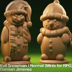 Evil Snowman Miniature for tabletop RPG