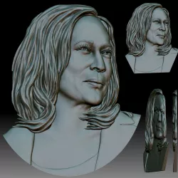 Kamala Harris 3D portrait bas-relief model for CNC router or 3D printer