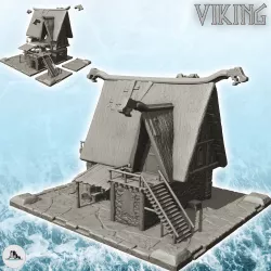 Large Viking mansion with stairs and canopy (11) - Alkemy Asgard Lord of the Rings War of the Rose Warcrow Saga