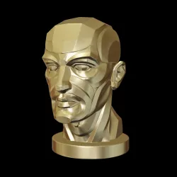 Low poly faceted Man head Sculpture
