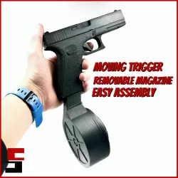 PISTOL Glock 17 Drum Magazine MOVABLE TRIGGER PARTS articulated
