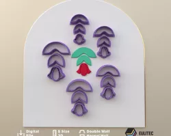 Polymer clay cutter 5 size 2 version cut/ Leaf and Flower/Lorren3d