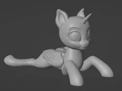 PONY LYING IN THE GROUND. ALICORN CLOPED. Wings Folded.