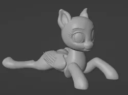 PONY LYING IN THE GROUND. PEGASUS CLOPED. WINGS FOLDED.