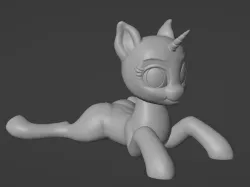 Pony lying in the ground. Unicorn Cloped.