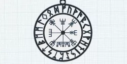 Rune Elder Futhark, VEGVISIR - COMPASS OF THE VIKING, Talisman, Amulet, Symbol Sign, keychain