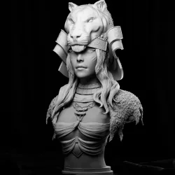 Samurai Warrior Armor Tiger - Japan Girl Bust