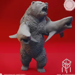 Sharkenbear - Tabletop Miniature (Pre-Supported STL)