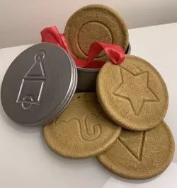 Squid Game cookies Xmas Decs and Coasters with tin and lid