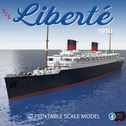 SS LIBERTE ocean liner (1950 version) printable model - full hull and waterline