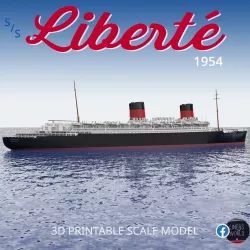 SS LIBERTE ocean liner (1954 version) printable model - full hull and waterline