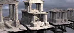 Stylised ancient stone low res Greek ruin 5 versions