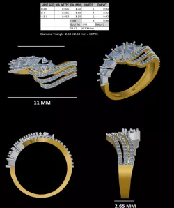 Uniq Triangle stone and dimond Ring