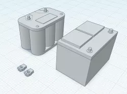 1/10 Car batteries- old and new version plus terminal clamps