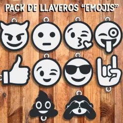 10 PACK OF "EMOJI" KEY CHAINS / KEY CHAINS