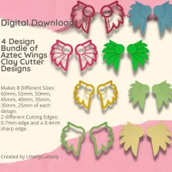 4 Designs of Aztec Wings Cutter - STL Digital File Download- 8 sizes and 2 Cutter Versions
