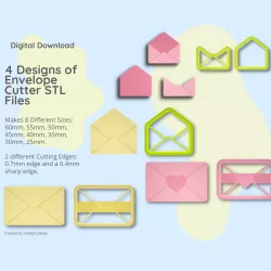 4 Envelope Clay Cutter Bundle - STL Digital File Download- 8 sizes and 2 Cutter Versions