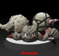 Geodude Golem Graveler 3 IN 1 PACK - EVOLUTION - FAN ART - POKÉMON FIGURINE