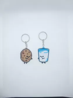 Key ring for couple of cookie and milk