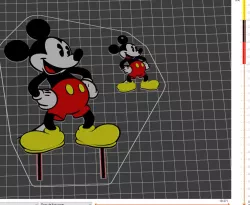 Keychain and topper Mickey Mouse Retro white&nergro and colored